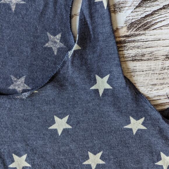 Alternative Earth Light Weight Racerback Blue and Start Flag Tank Top sz L - Picture 2 of 4